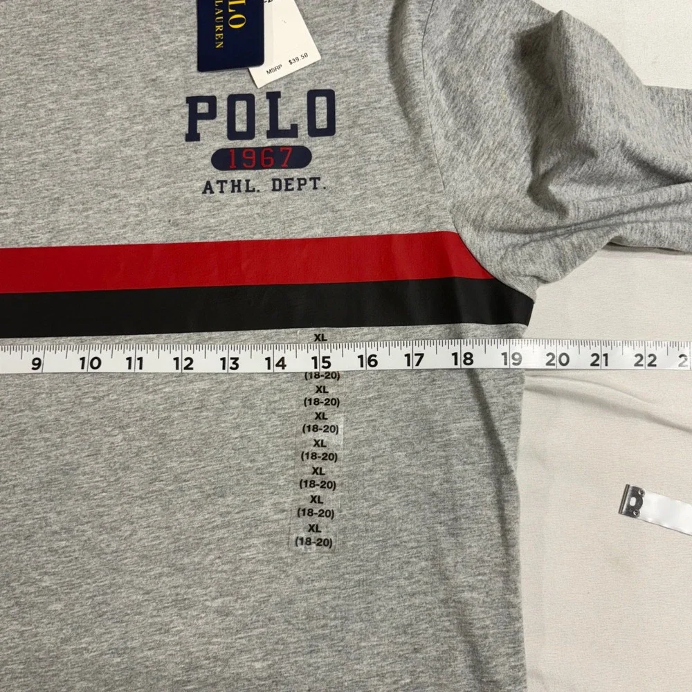 Polo Ralph Lauren Shirt Boys XL Gray Long Sleeve 1967 Athl Dept Graphic Tee NWT - Picture 6 of 7